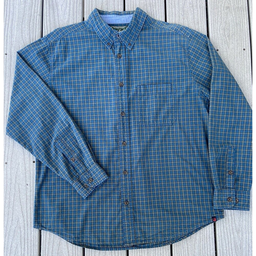 Woolrich Men’s Plaid 100% Cotton Green Long Sleeve Button Down Shirt Size Large - Picture 9 of 13